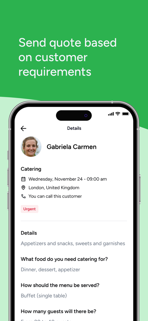HomeRun - Professionals - Homerun Professionals app showing customer job details and requirements for a quote.