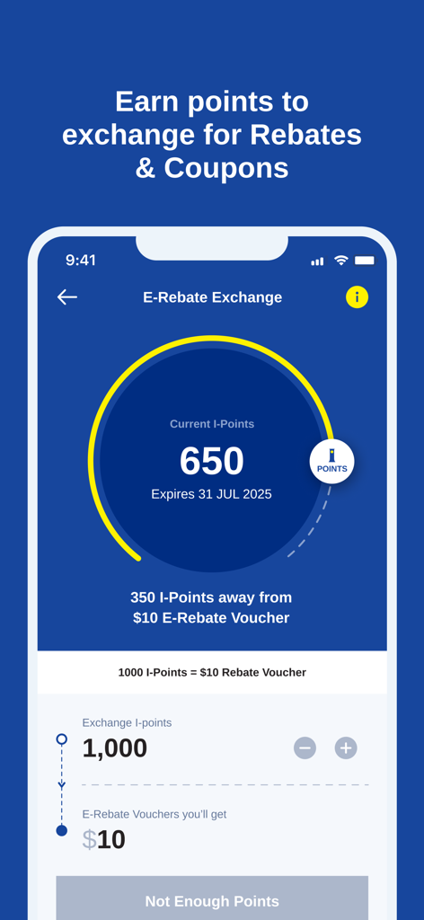 Isetan Privilege - Isetan Privilege app E-Rebate exchange screen showing point balance