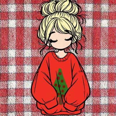 girl with baggy sweatshirt and messy bun