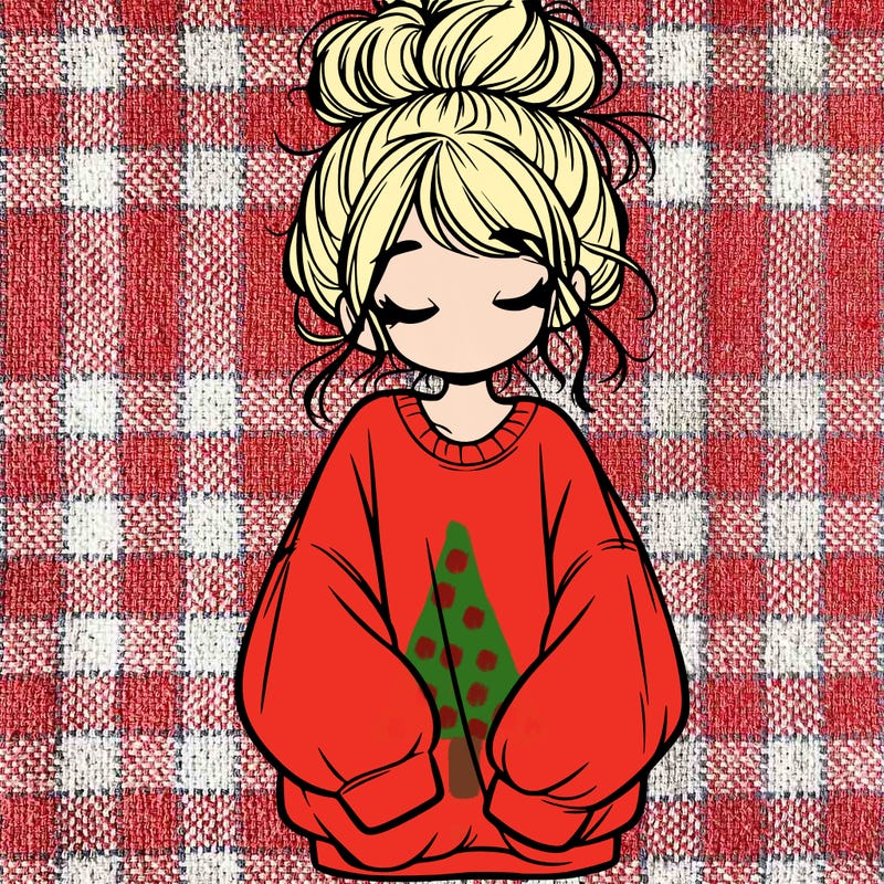 girl with baggy sweatshirt and messy bun