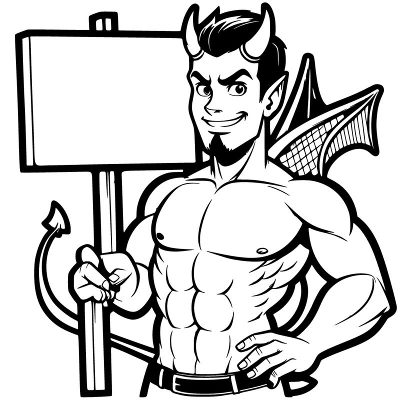devil male holding up blank sign