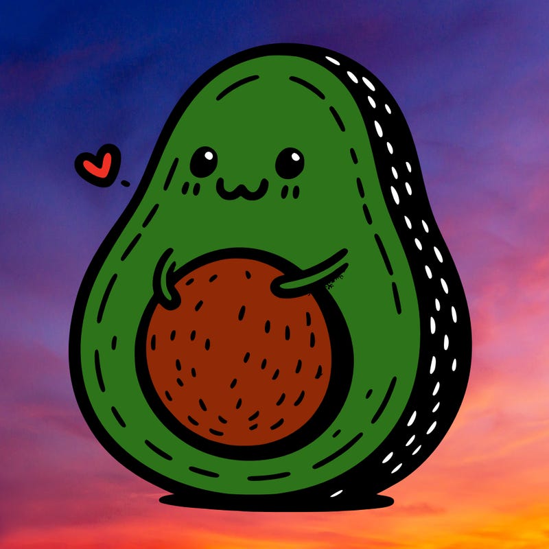 an avocado hugging an avocado
