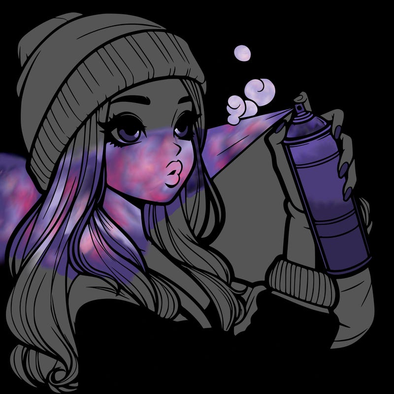 realistic girl spray painting