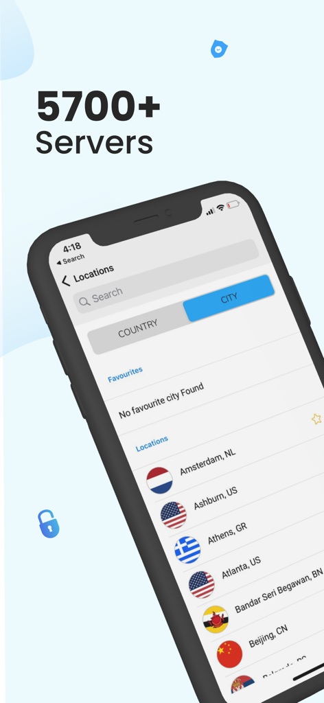 L'application VPN Ivacy affiche une liste de plus de 5700 emplacements de serveurs dans le monde entier.