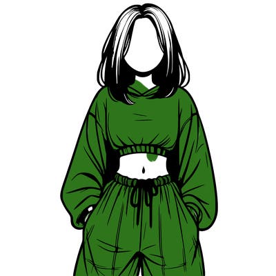 realistic girl faceless with baggy pants and a crop top