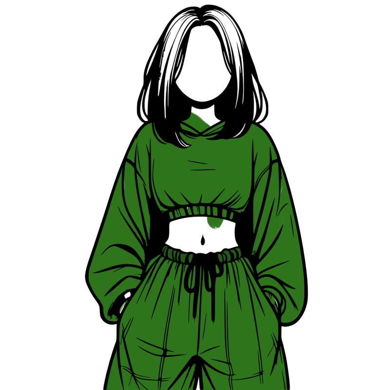 realistic girl faceless with baggy pants and a crop top