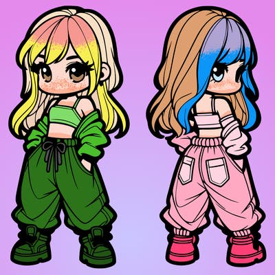 girl in crop top and baggy pants