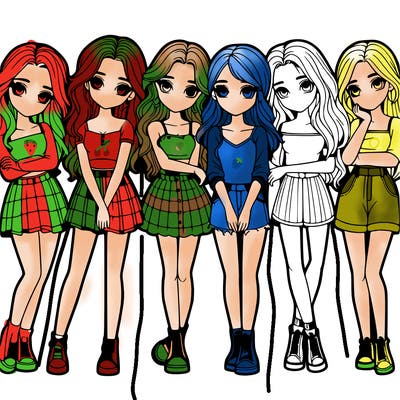 a group of girls realistic