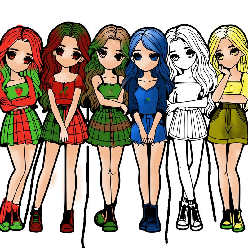 a group of girls realistic