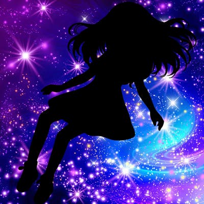 realistic girl floating