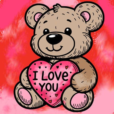 teddy bear holding an i love you heart