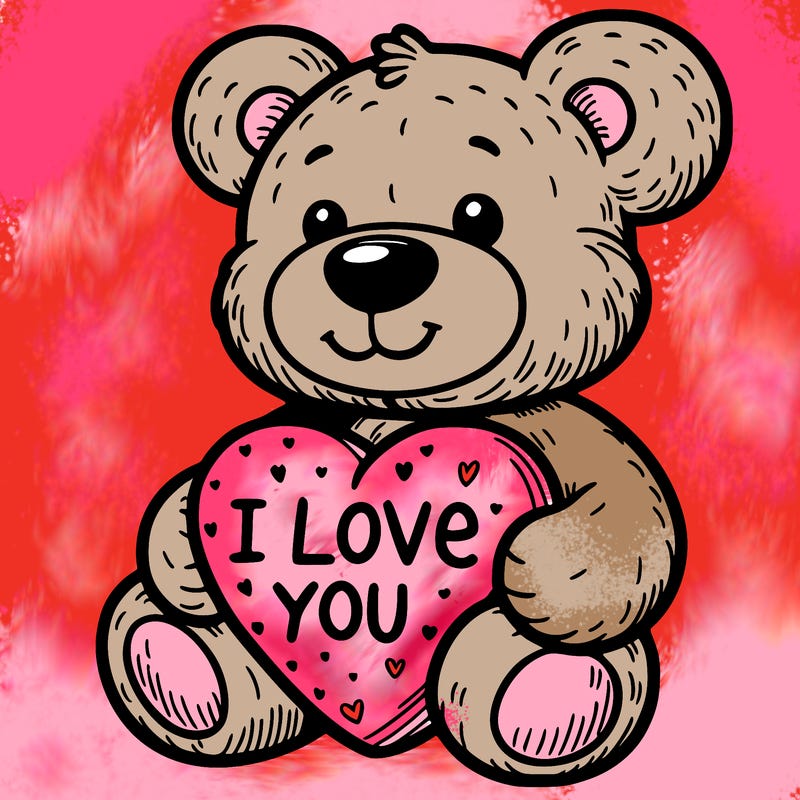 teddy bear holding an i love you heart