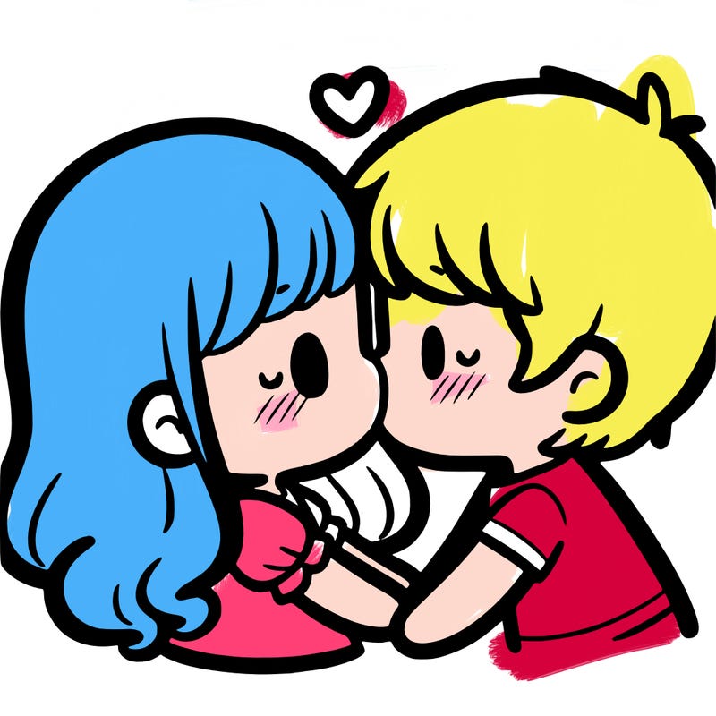a girl and a boy kissing