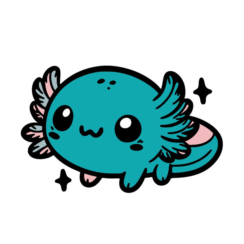 cute easy baby axolotl