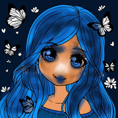 realistic girl with butterflies around her