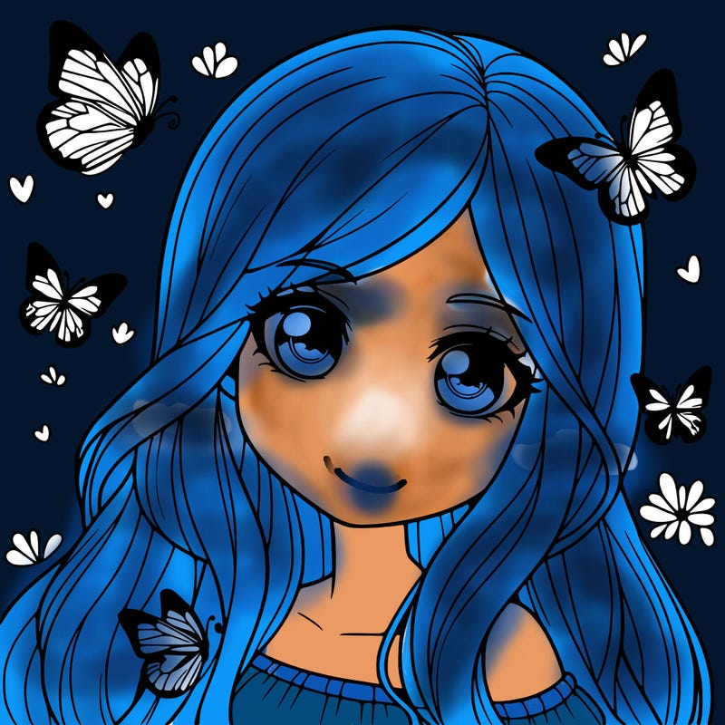 realistic girl with butterflies around her