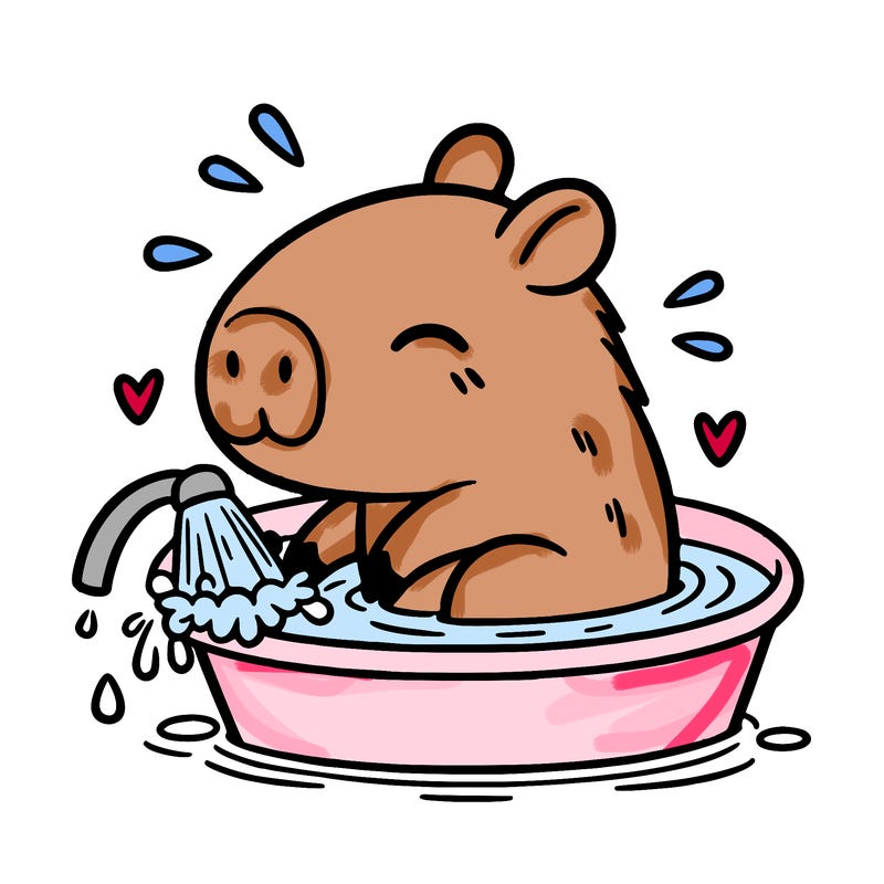 capybara taking a bath