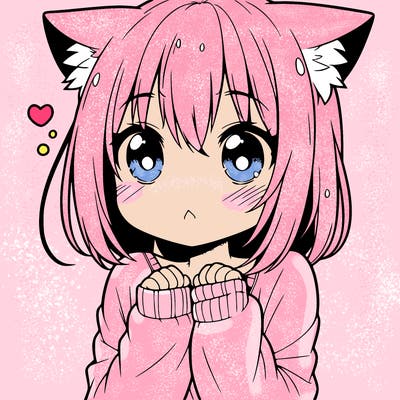 shy anime catgirl