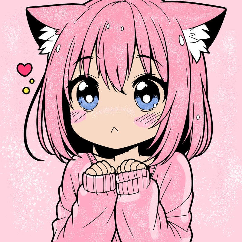 shy anime catgirl