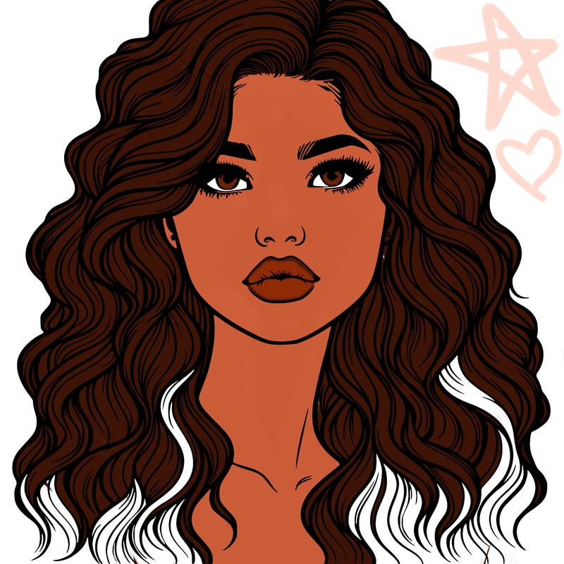 realistic girl with wavy hair and lips