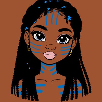 a realistic black girl with braids