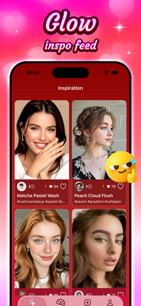 Unity - Beauty - Unity - Beauty app screen showing a makeup inspiration feed with various artistic looks and trending beauty tutorials