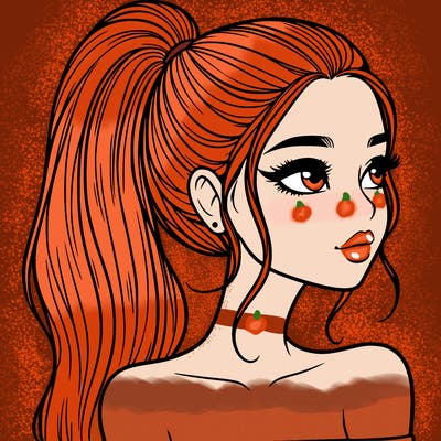 a beautiful and realistic girl with a high pony tail