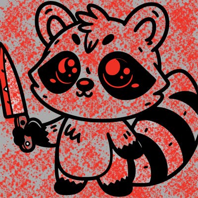cute raccoon with knife