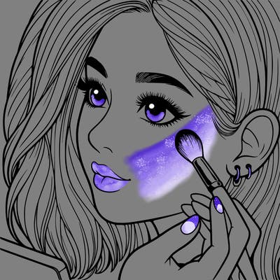 a realistic girl doing her makeup