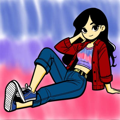 realistic girl lounging around