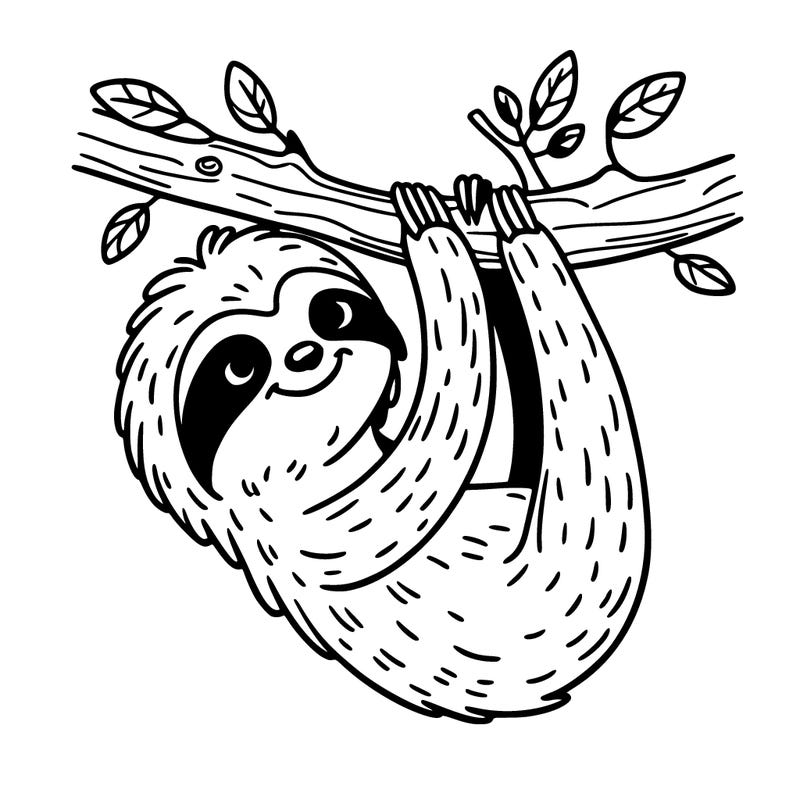 sloth hanging from a tree branch