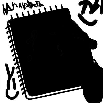 a hand writing “love” in calligraphy on a notebook