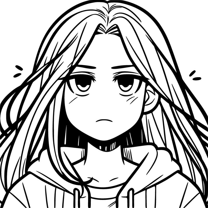 teenager not smiling long hair