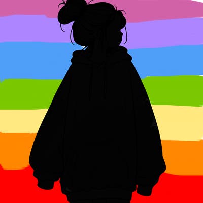 realistic girl with a oversized sweatshirt on and a bun