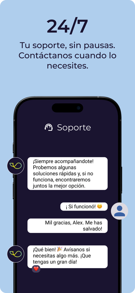 Tela do aplicativo B2pay exibindo a interface de chat de suporte ao cliente 24/7