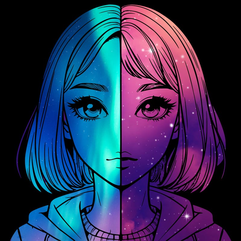 split realistic girl