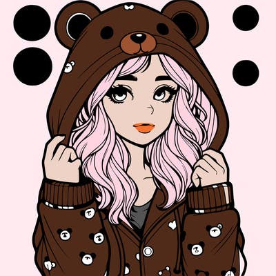 realistic girl in a animal pjs hoodie