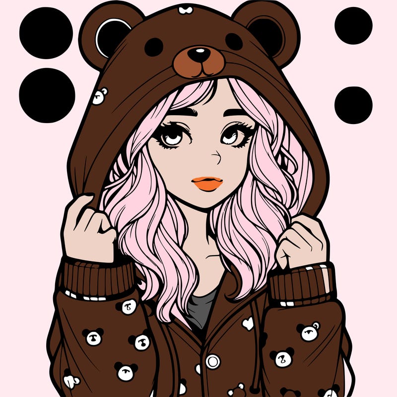 realistic girl in a animal pjs hoodie