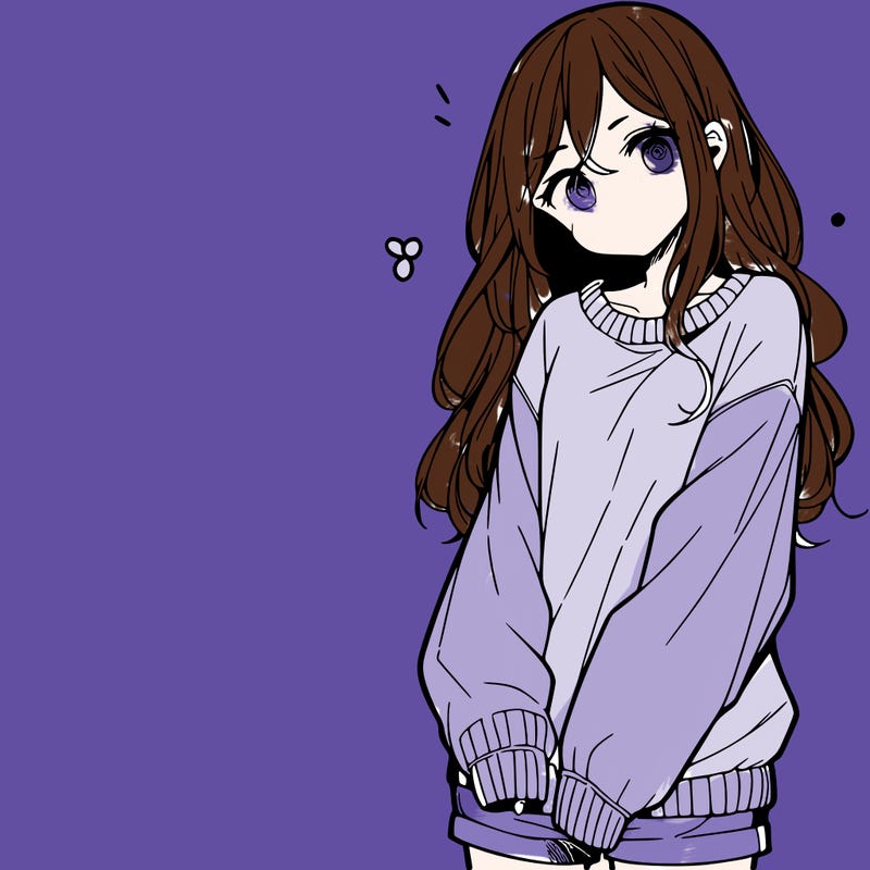 manga teen girl  in a sweater and baggy pants