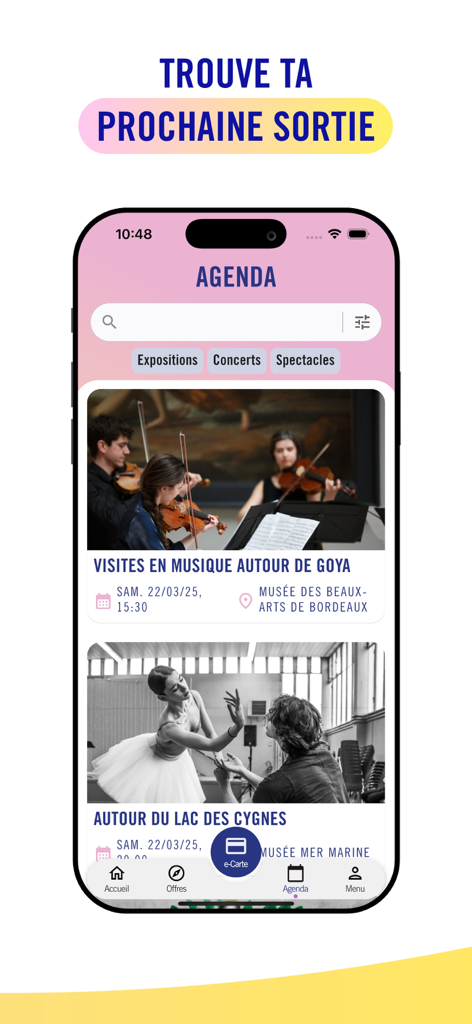 Carte jeune - ボルドーの地元の文化イベントや展示会のスケジュールを表示するカルテ・ジューヌアプリのスクリーンショット