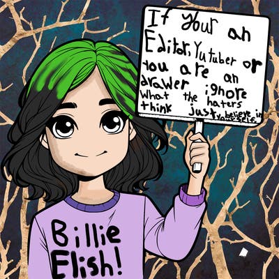 realistic girl holding up a sign