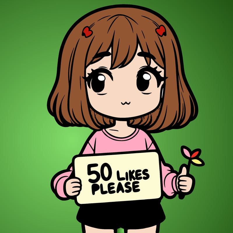 a girl holding a 50 likes please sign