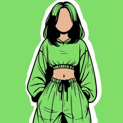 realistic girl faceless with baggy pants and a crop top