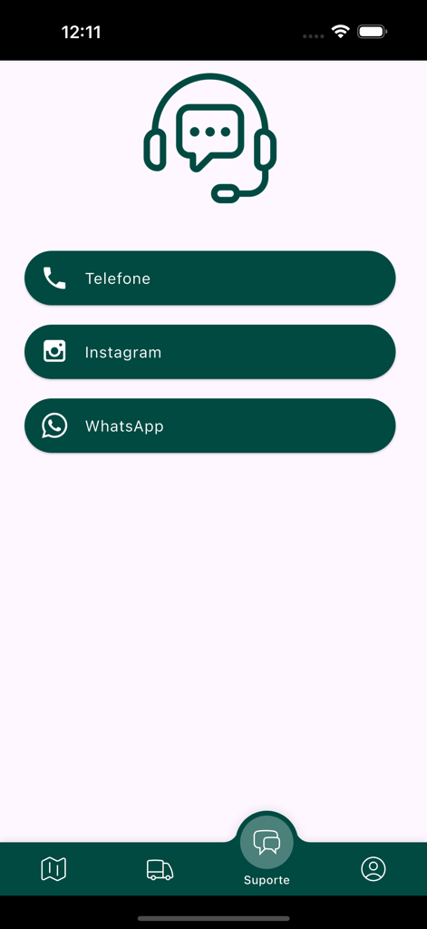 Auto Tracker 3.0 - Support screen of the Auto Tracker 3.0 app showing contact options for phone Instagram and WhatsApp