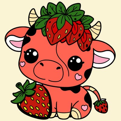 cute strawberry cow
