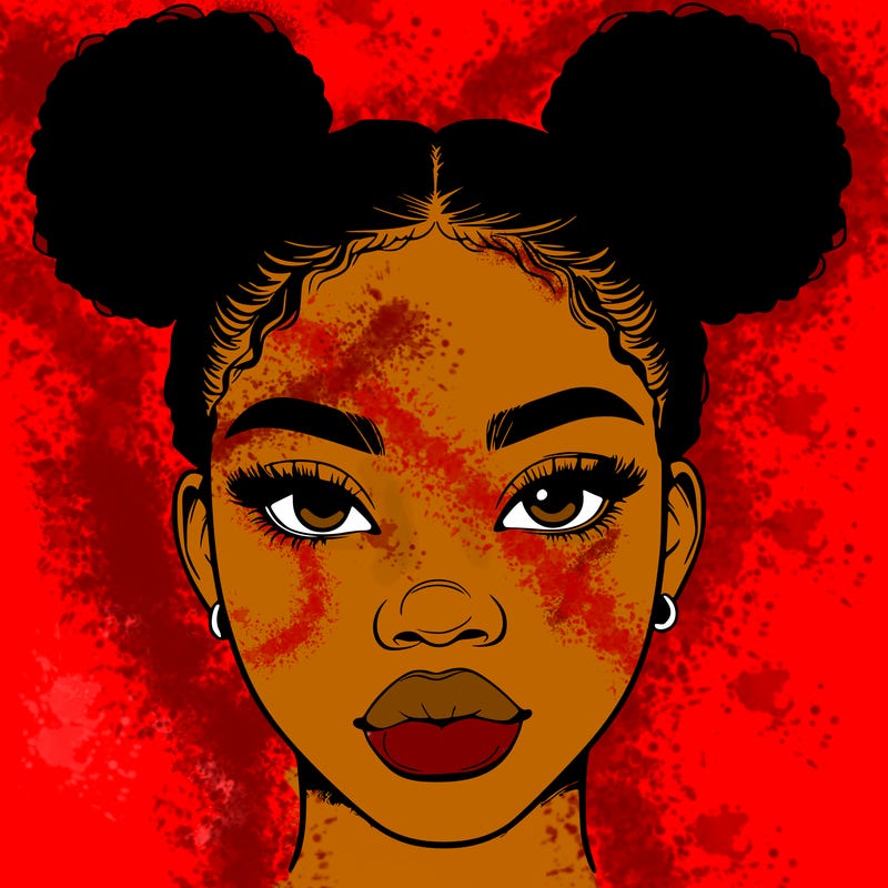 realistic black woman with two buns