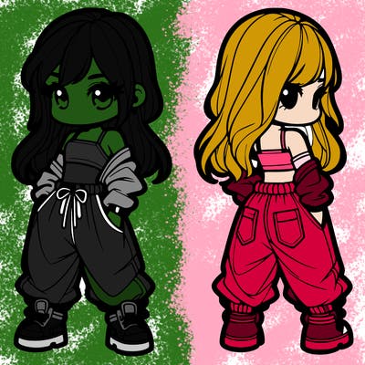 girl in crop top and baggy pants