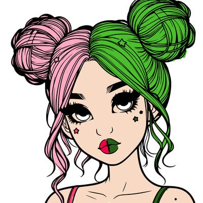 realistic girl with space buns