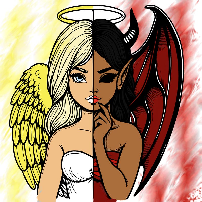 realistic angel half demon