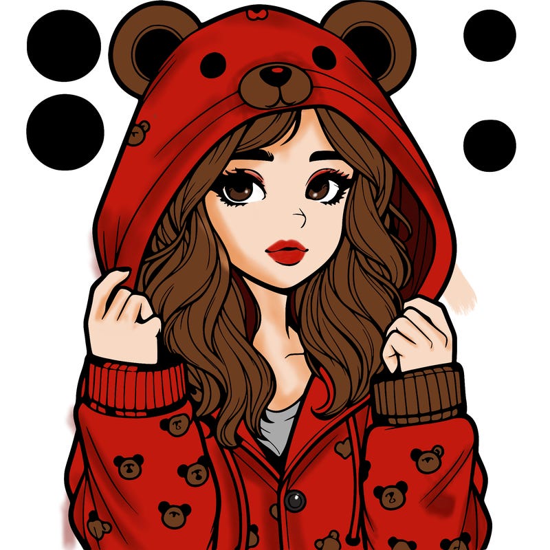 realistic girl in a animal pjs hoodie